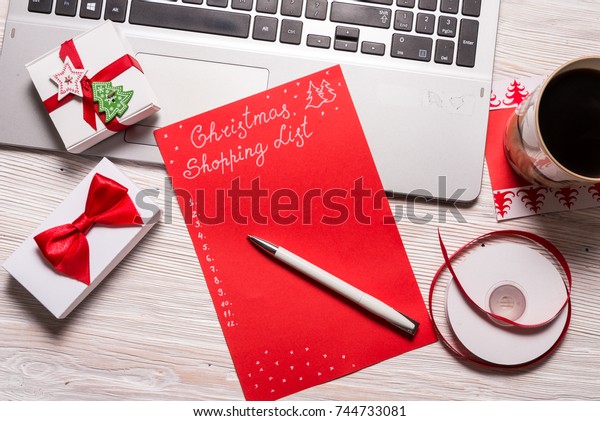 Christmas Shopping List Stock Photo (Edit Now) 744733081