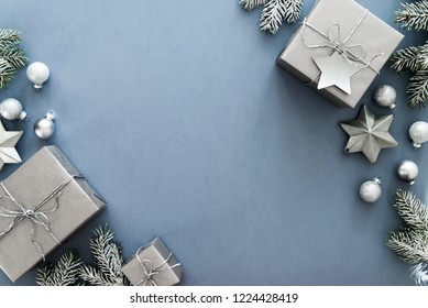 Christmas Silver Handmade Gift Boxes On Stock Photo 1224428419 ...