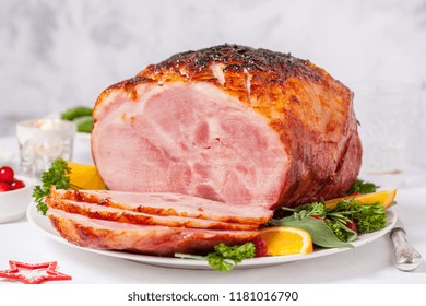 Christmas Smoked Roasted Glazed Holiday Pork Ham