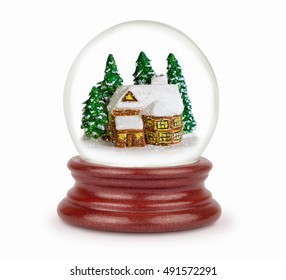 Christmas Snow Globe Isolated On White. Can Be Used As A Christmas Or A New Year Gift Or Symbol.