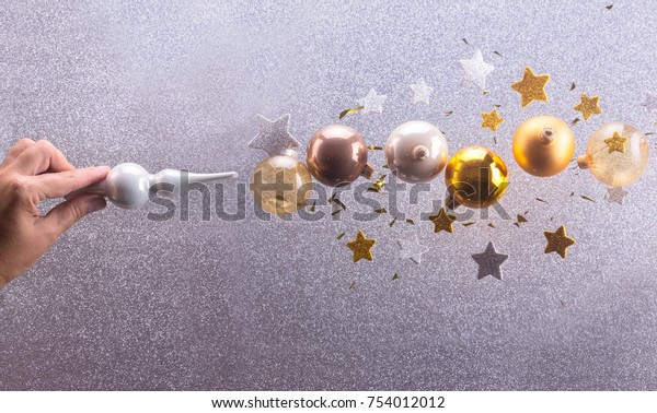 Christmas Spell Silver Golden Christmas Bubbles Stock Image