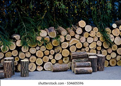 Christmas stack of firewood - Powered by Shutterstock