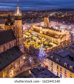 Christmas Stalls On The Main Square In Cracow, Poland