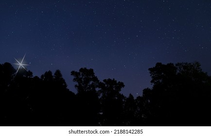 Christmas Star Above The Forest Near Raeford North Carolina