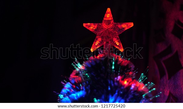 Christmas Star Glows Colored Lights On Stock Photo Edit Now