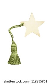 Christmas Star With Green Tassel, Isolated On White Background.