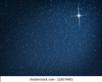 Christmas star on evening snowfall - Powered by Shutterstock