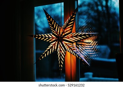 Christmas Star In Window.