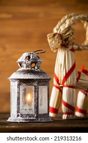 Christmas Still Life Card With Yule Goat.