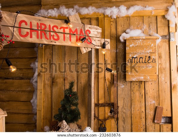 Christmas Still Life Exterior Log Cabin Stock Photo Edit Now