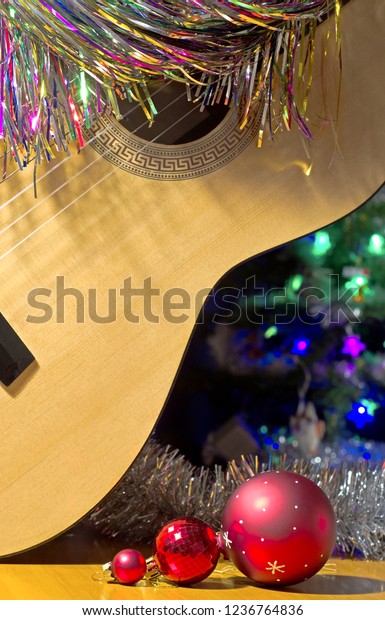 Christmas Still Life Image Acoustic Guitar Stock Photo Edit Now