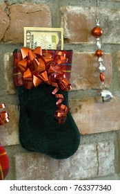 Christmas Stocking With Cash Inside; $10