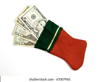 A Christmas Stocking Filled With A Gift Money