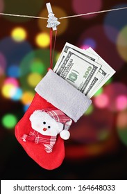 Christmas Stocking Stuffed With Money