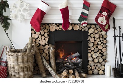 Christmas Stockings Hanging By The Chimney