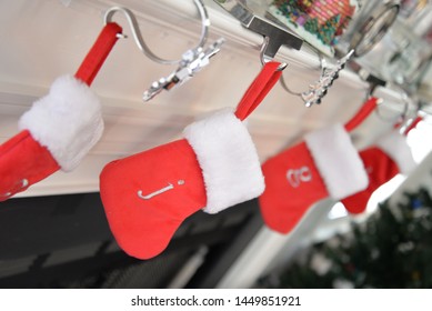 Christmas Stockings Hung On The Mantel