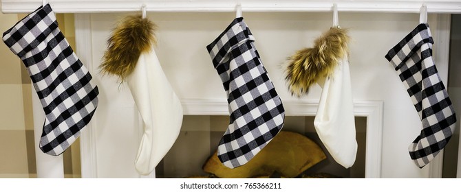 Christmas Stockings Over The Fireplace