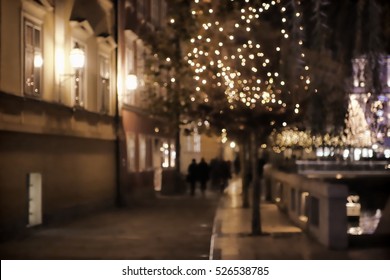 Christmas Street Festive Illumination Blurred Background