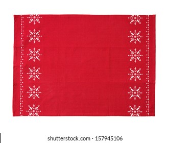 Christmas Table Cloth Isolated On White Background With Clipping Path