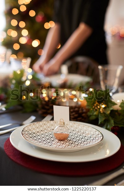 Christmas Table Setting Bauble Name Card Stock Photo (Edit Now) 1225220137