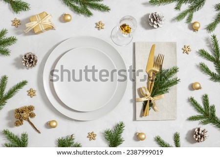 Similar – Image, Stock Photo Composition plate an cutlery together to handkerchief