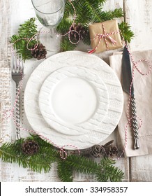 Christmas Table Setting. Top View