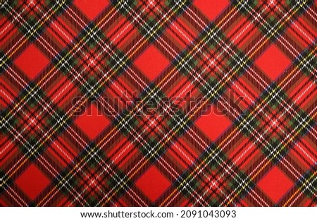 Christmas Tartan Plaid Seamless Design Checkered plaid. Cloth Pattern background of Scottish style. new year textile decorations. Red, Green white Black top view. empty tablecloth table cloth texture