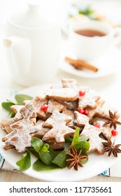 Christmas Tea Party. Cookies And Tea