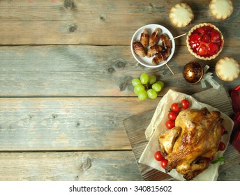 Christmas Thanksgiving Meal Background With Copy Space 