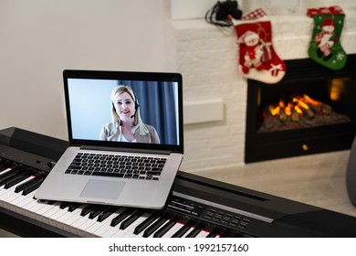 Christmas Time, Laptop On Piano Keys