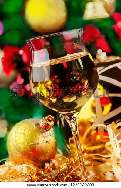 Christmas Time Wine Glass Christmas Decoration Stock Image