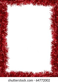 Christmas Tinsel As A Border Isolated Against A White Background