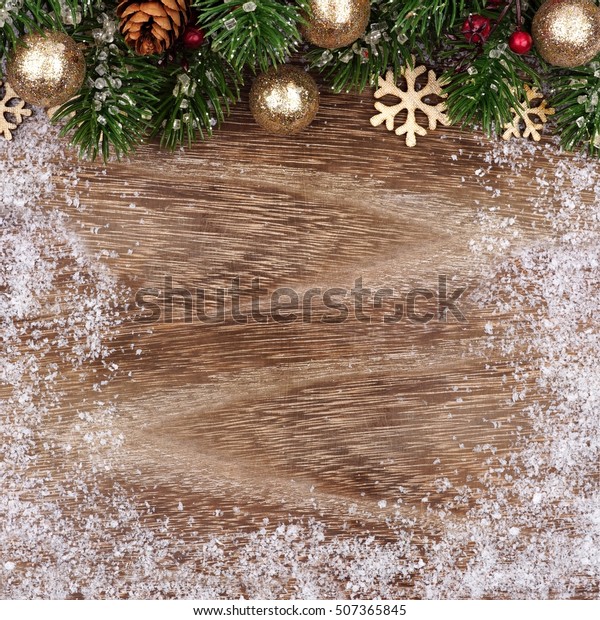 Christmas Top Border Gold Ornaments Branches Stock Photo 507365845 ...