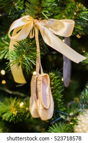 Christmas Toy Ballet Shoes On The Christmas Tree