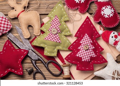 Christmas toys with their own hands, top view - Powered by Shutterstock