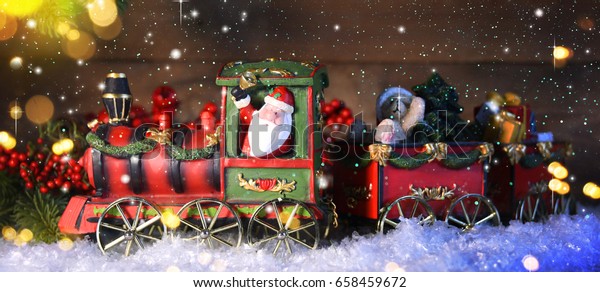 Christmas Train Decoration Lighting Stock Photo (Edit Now) 658459672