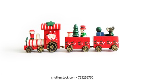 Christmas Train and snowman and friends Isolated with white background,toy,santa