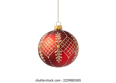 Christmas tree ball isolated on white background. Red Christmas bauble decoration.  - Powered by Shutterstock