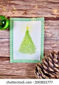 Christmas tree card in watercolor