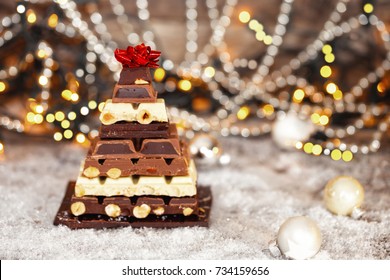 Christmas Tree Of Chocolate, Selective Focus