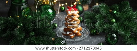 Christmas Tree Cookie Stack with Icing and Ornaments