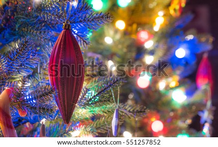 Christmas Tree Decorations Glowing Red Christmas Stock Image