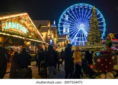 Christmas Tree, Ferris wheel and traditional Christmas fair on Kontraktova  Square in Kyiv, Ukraine. December 2021
 - Shutterstock ID 2097524473
