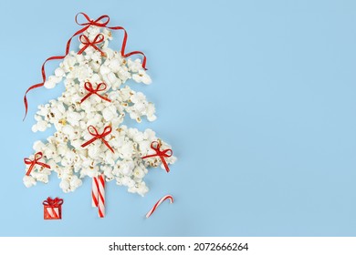 Christmas Tree Holiday Popcorn Tree With Ribbons 