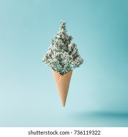 Christmas Tree Ice Cream. Winter Holiday Concept.