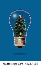 Christmas tree inside a light bulb 
