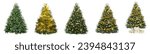 Christmas tree isolated on white, step-by-step decorating