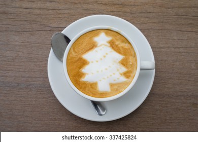 Christmas Tree Latte Art Coffee For Coming Holiday