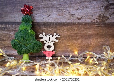 Christmas Tree Made Broccoli On Wooden Stock Photo (Edit Now) 2081720251