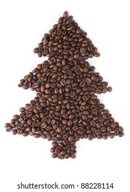 Christmas Tree  Made From Coffee Beans.